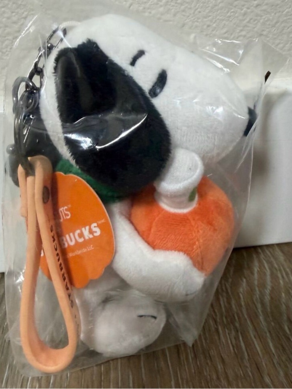 Starbucks Snoopy Green & Cream Canvas Tote and Bag Charm Keychain - Picture 3 of 3